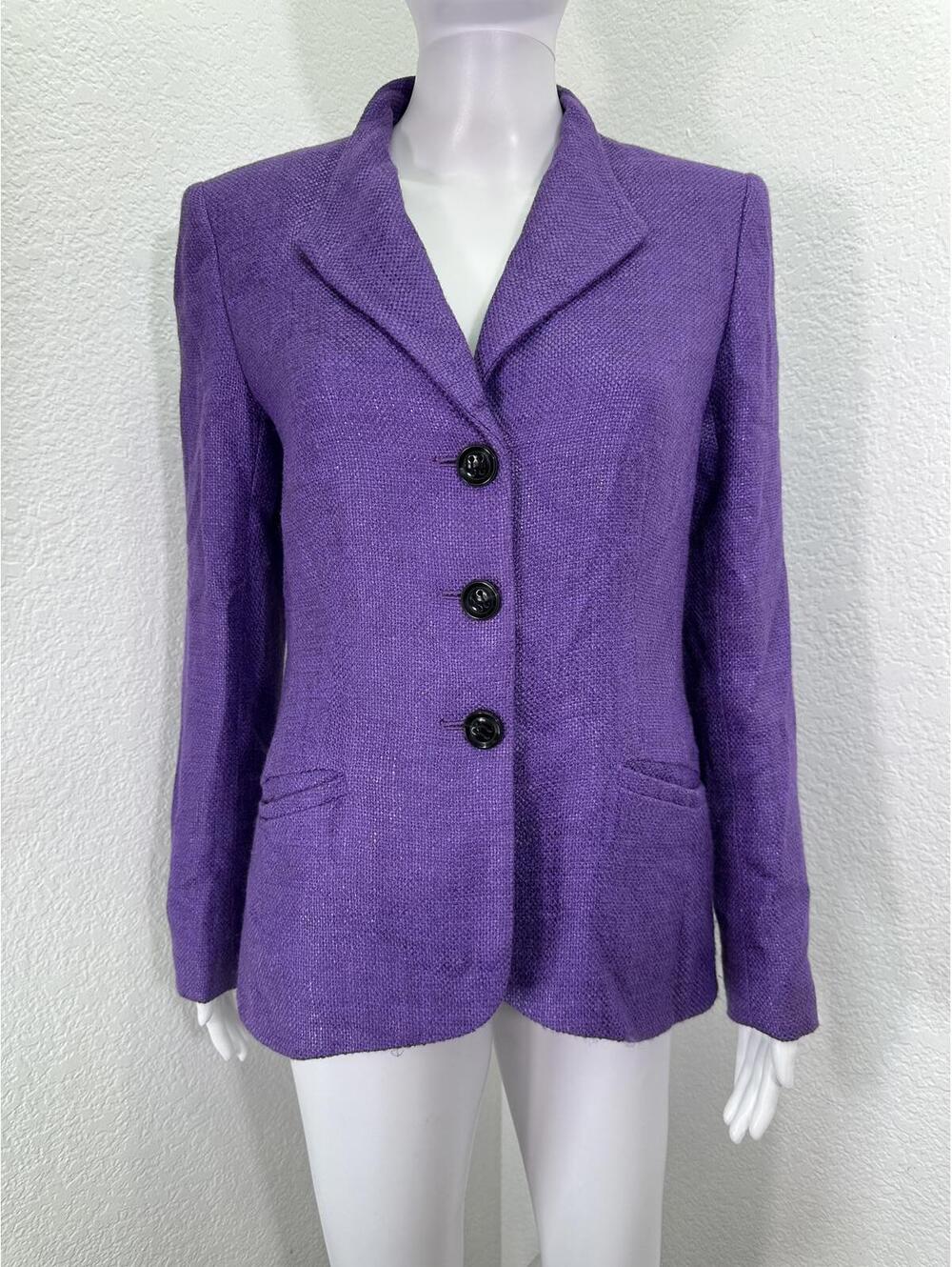 Women’s Sz 8 Lafayette 148 Purple Textured Blazer CorpCore Spring Summer Office